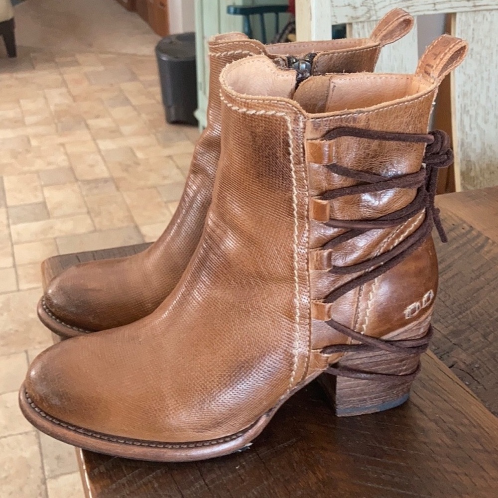 BED|STU Tan Leather Ankle Booties